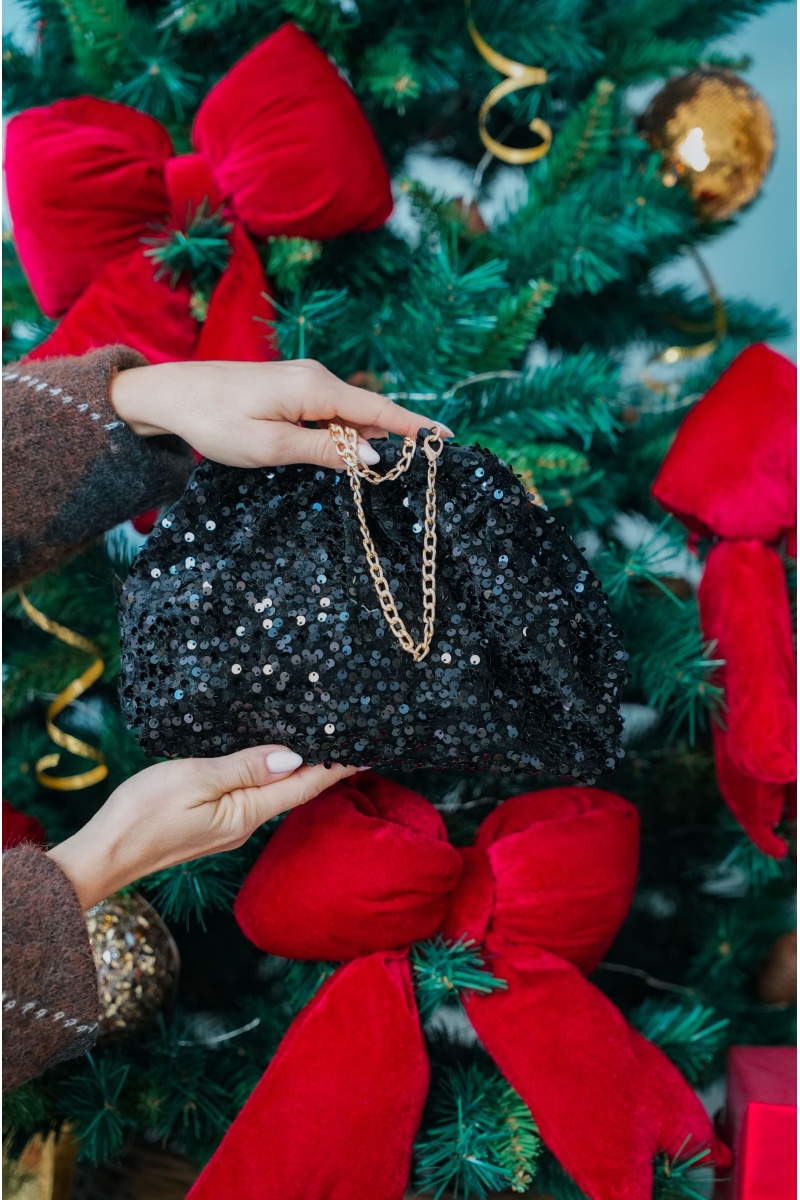 ANOUCHCA SEQUIN NOIR POCHETTE