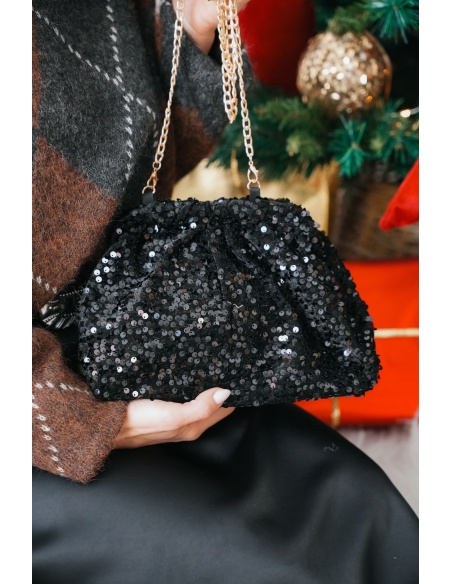 ANOUCHCA SEQUIN NOIR POCHETTE