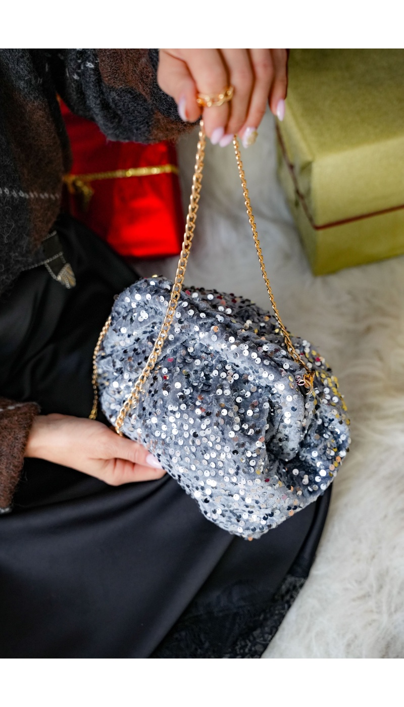 ANOUCHCA SEQUIN ARGENT POCHETTE