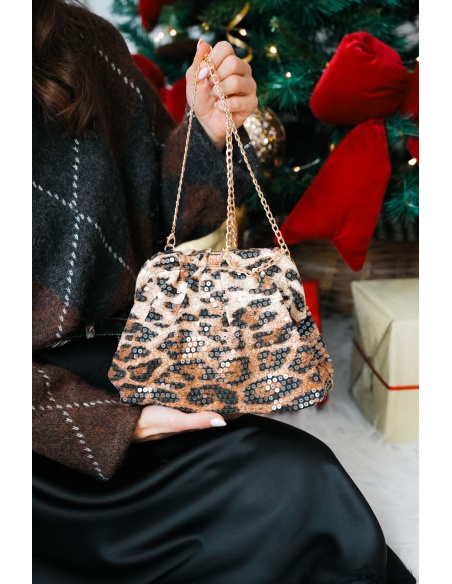ANOUCHCA SEQUIN LEOPAR POCHETTE