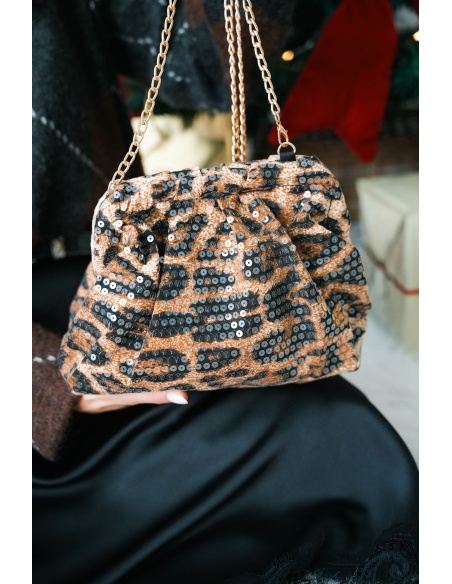 ANOUCHCA SEQUIN LEOPAR POCHETTE