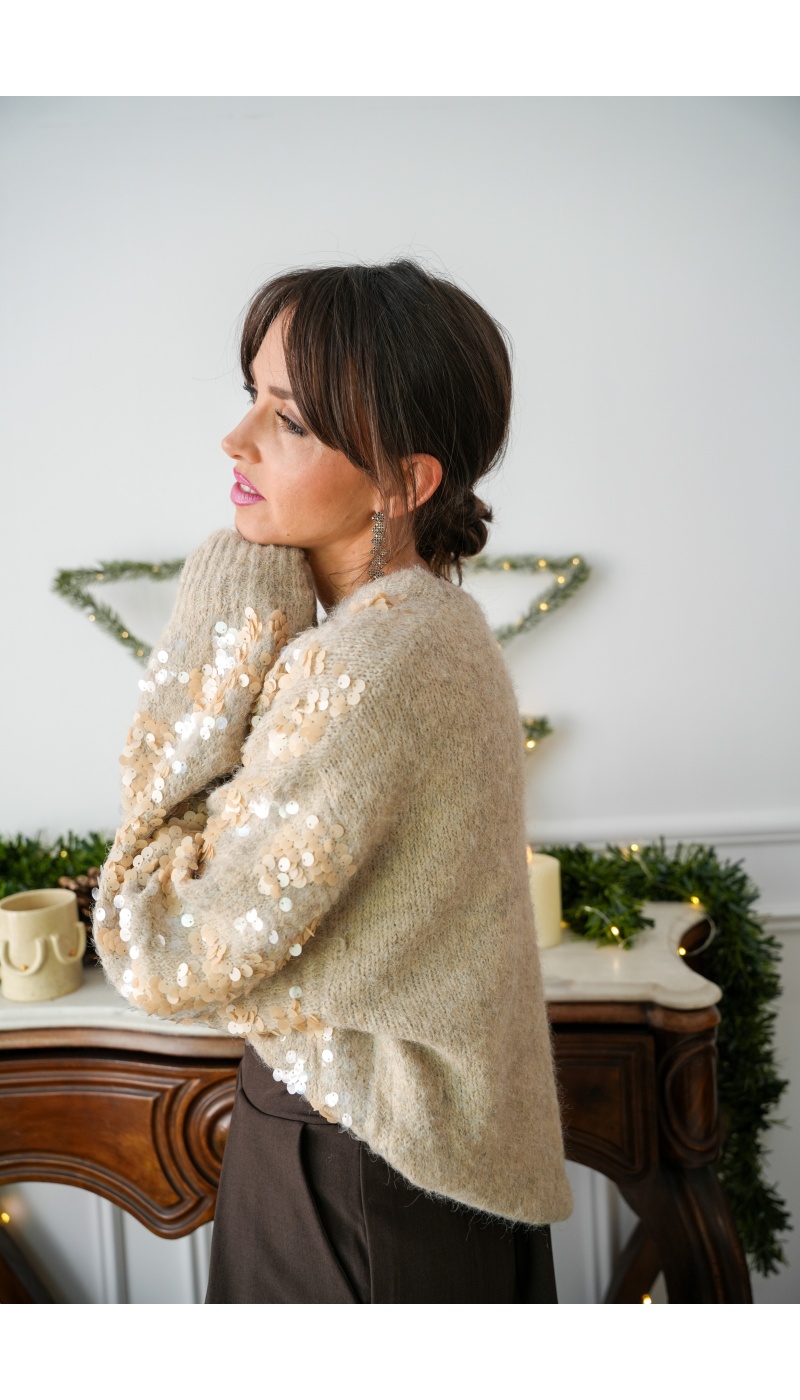 Pull Sequin Beige CHIARRA
