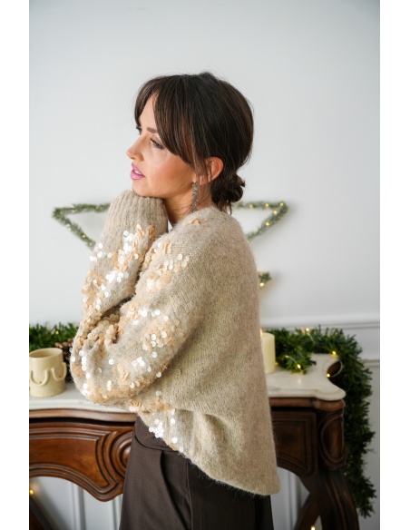Pull Sequin Beige CHIARRA