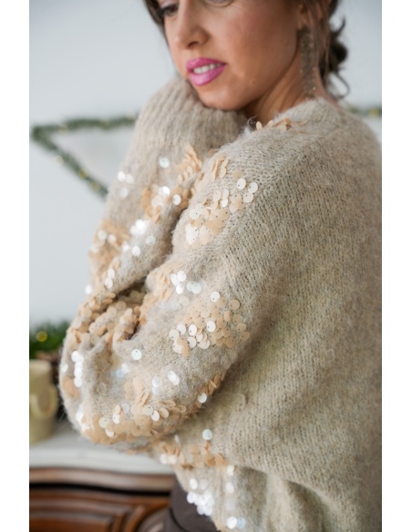 Pull Sequin Beige CHIARRA