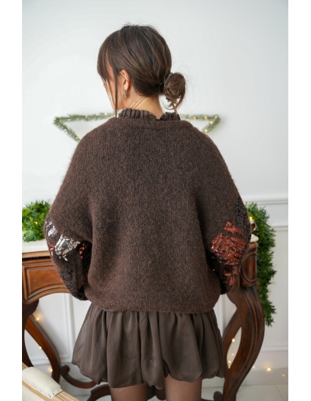 Pull Sequins Marron ADALIA