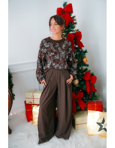 Pantalon Large Marron ELDORIA