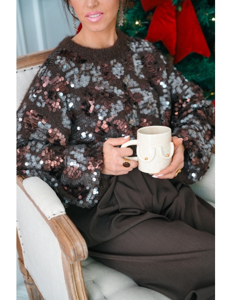 FUTUR FASHION SEQUIN COFFE PULL FEMME