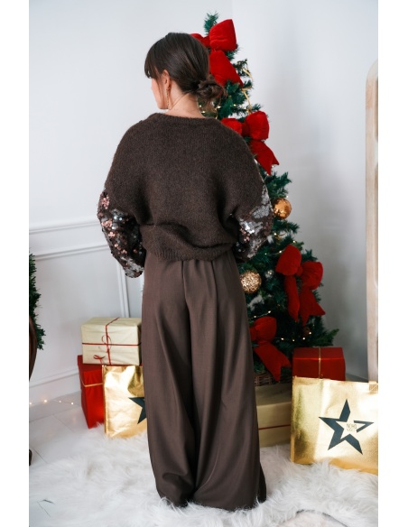 FUTUR FASHION SEQUIN COFFE PULL FEMME