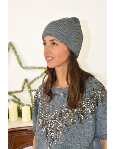 Bonnet Maille Gris ELINA