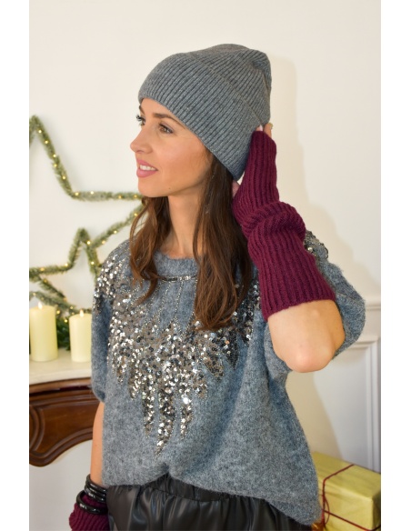 Bonnet Maille Gris ELINA