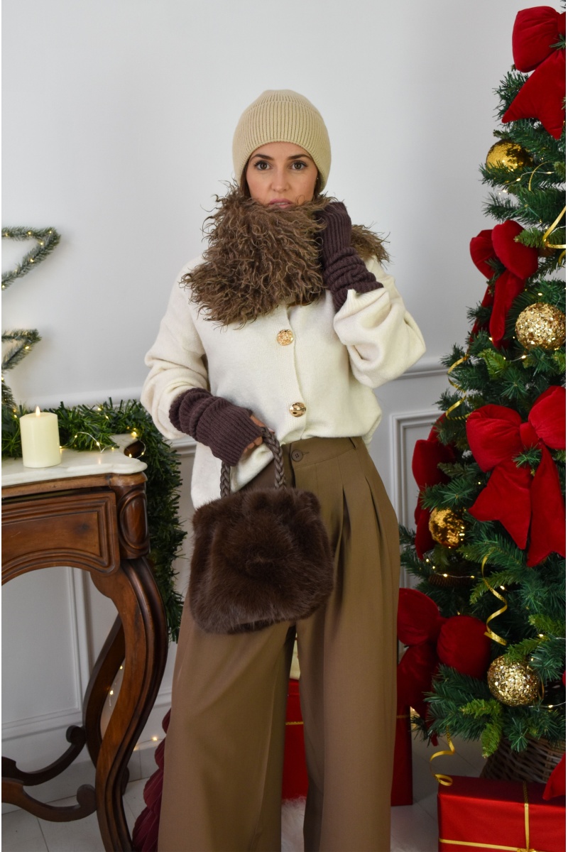 jianna fashion s.l FOURRU MARRON ECHARPES