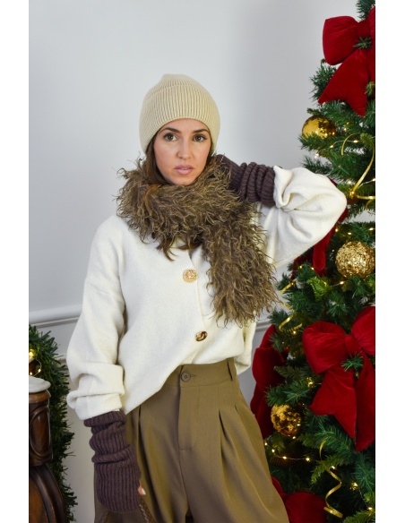 jianna fashion s.l FOURRU MARRON ECHARPES