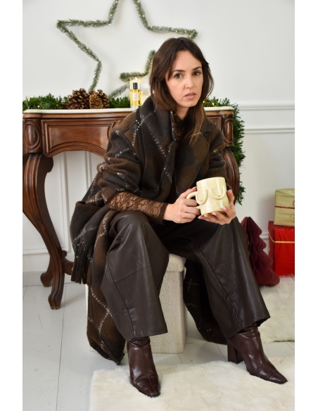 Manteau Carreaux Marron LOIS