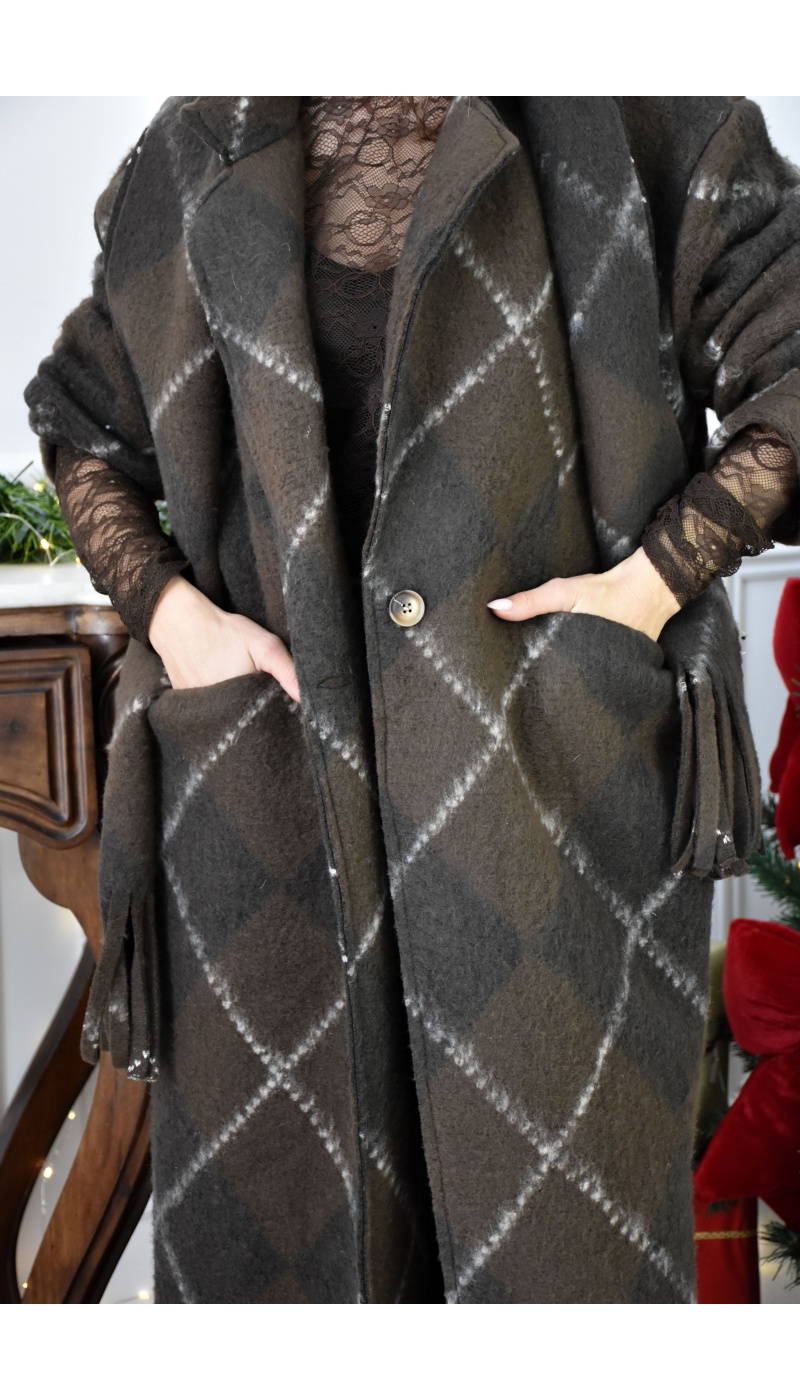 Manteau Carreaux Marron LOIS