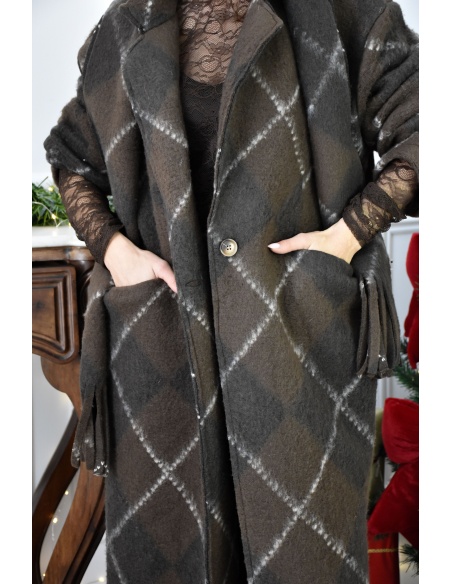 Manteau Carreaux Marron LOIS