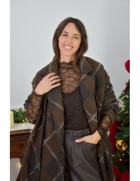 SARL PINKA HABIT ET MOI IMPRI MARRON MANTEAUX FEMME