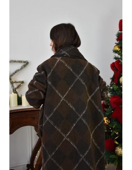 Manteau Carreaux Marron LOIS