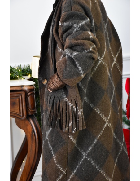 Manteau Carreaux Marron LOIS