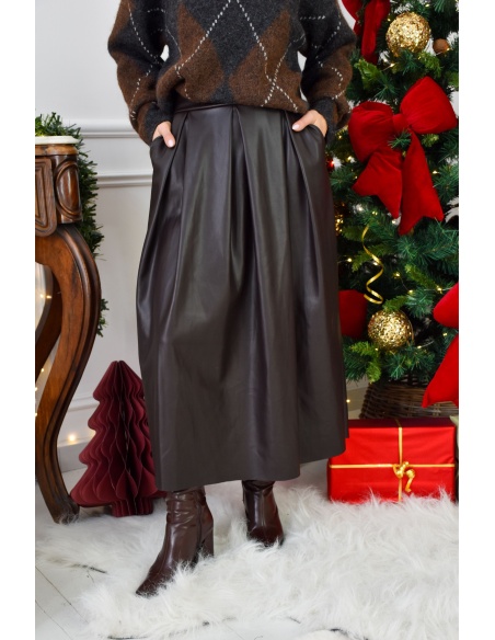 Jupe Simili Marron OMAHA