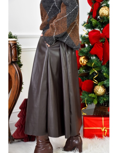 Jupe Simili Marron OMAHA