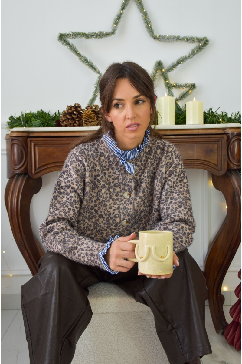 Gilet Léopard Beige FLAVIE