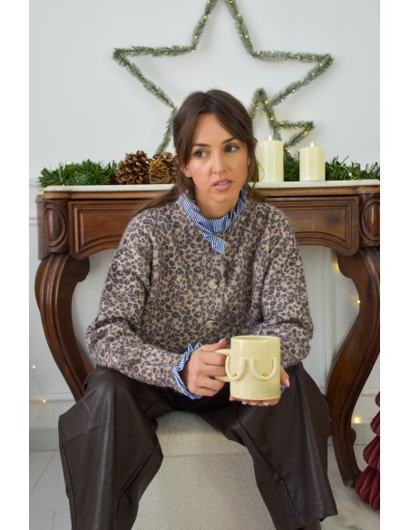 milo s LEOPAR BEIGE GILET FEMME