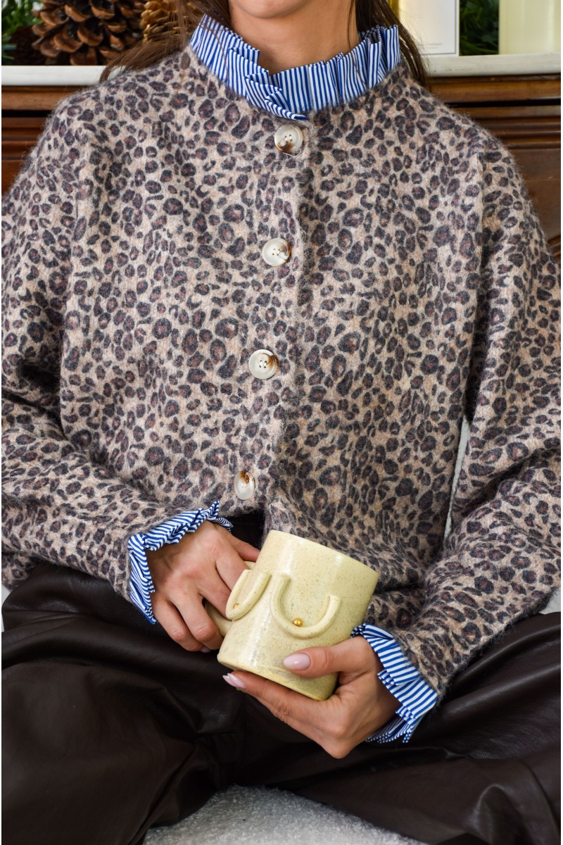 milo s LEOPAR BEIGE GILET FEMME 2