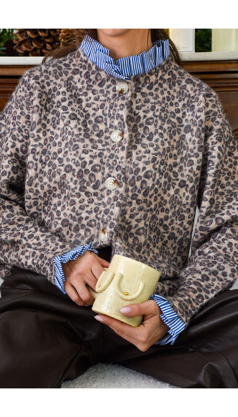 milo s LEOPAR BEIGE GILET FEMME