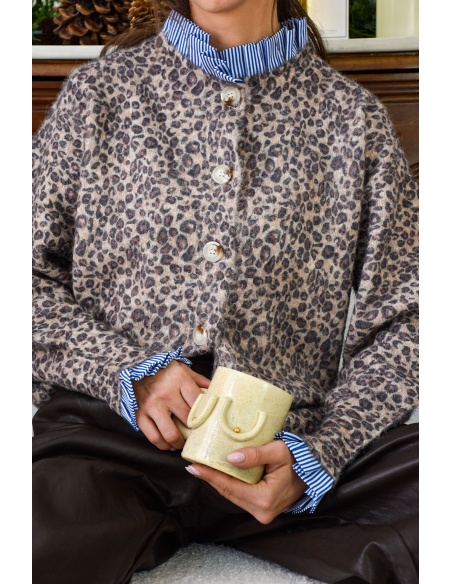milo s LEOPAR BEIGE GILET FEMME