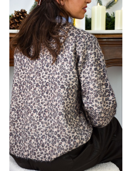 milo s LEOPAR BEIGE GILET FEMME