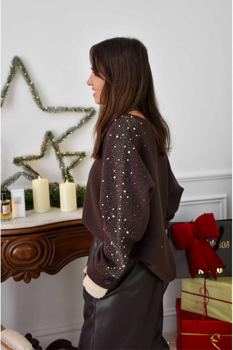 Pull Strass Chocolat PEARL 2