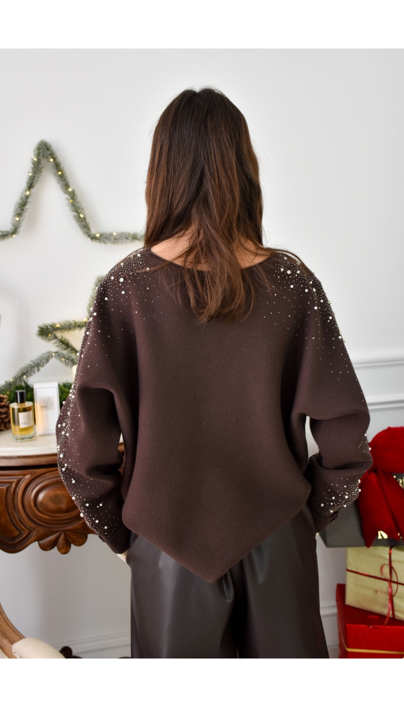 Pull Strass Chocolat PEARL