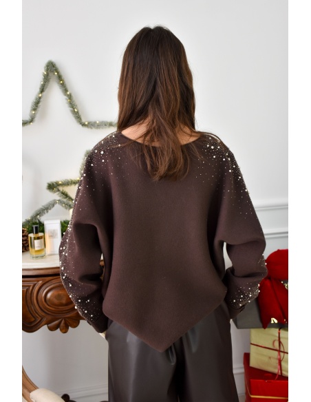 SARL PINKA HABIT ET MOI STRASS CHOCO PULL FEMME