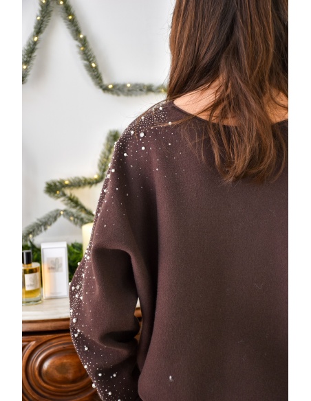 Pull Strass Chocolat PEARL