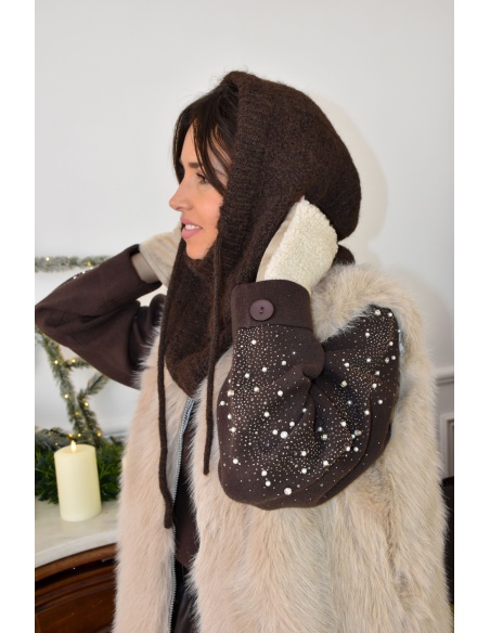 Cagoule Maille Marron ELLA