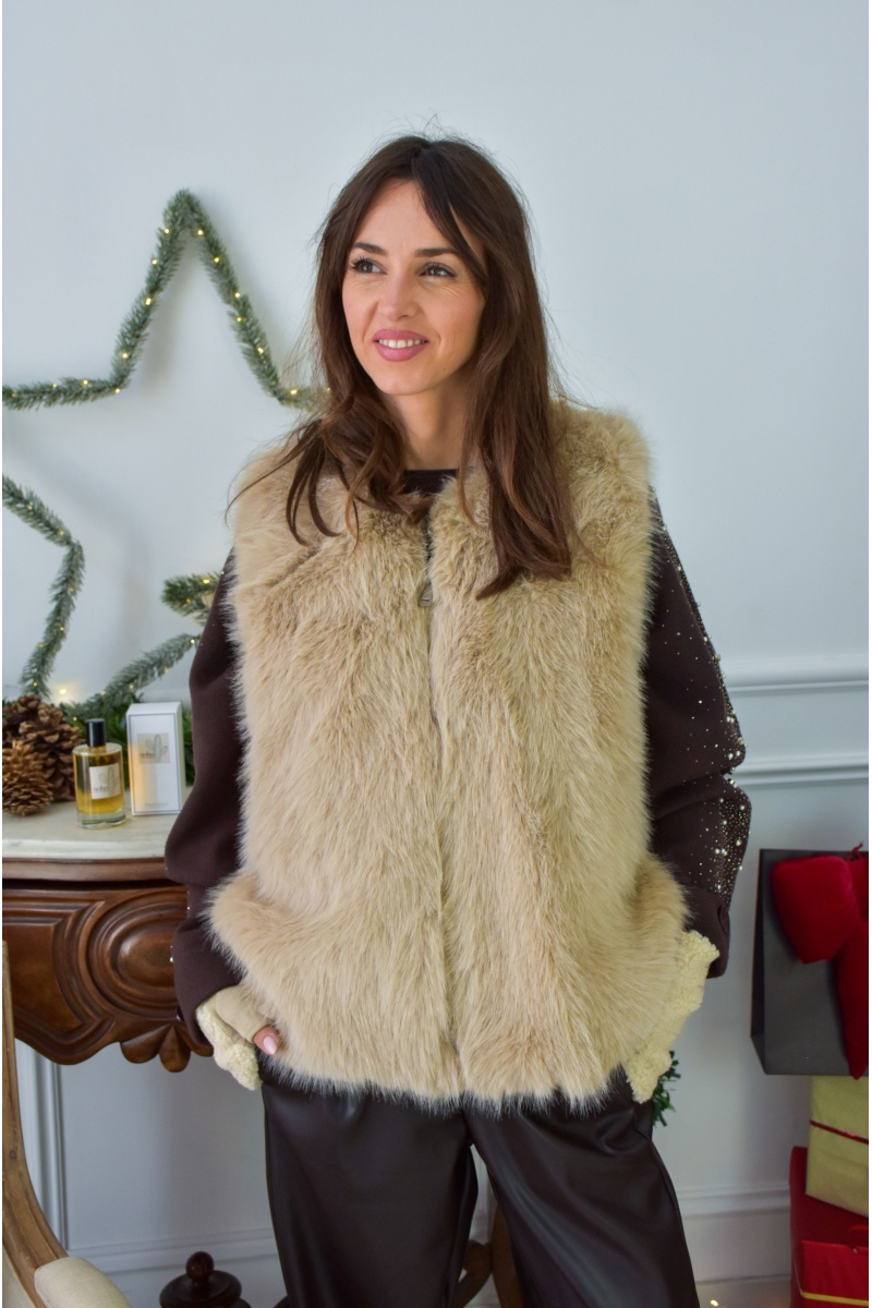 Veste Fourrure Beige LIOR