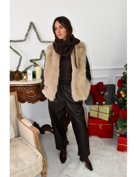 KESSLY FOURRU ECRU GILET FEMME