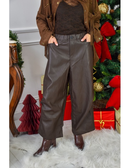 Pantalon Simili Marron ATHENA