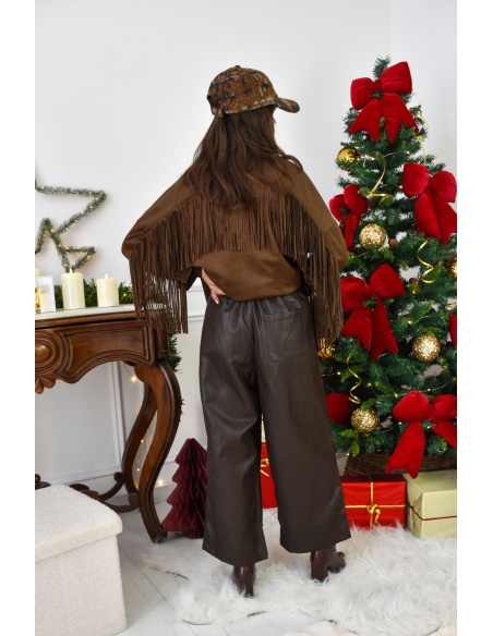 Pantalon Simili Marron ATHENA