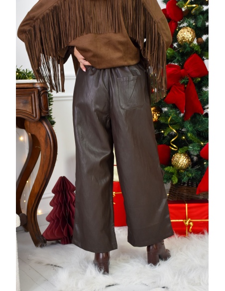 Pantalon Simili Marron ATHENA