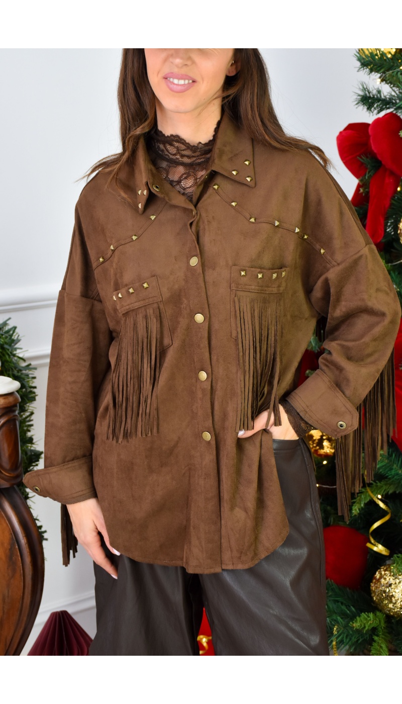 Veste Frange Marron THEA