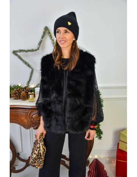 Veste Fourrure Noire CLEA