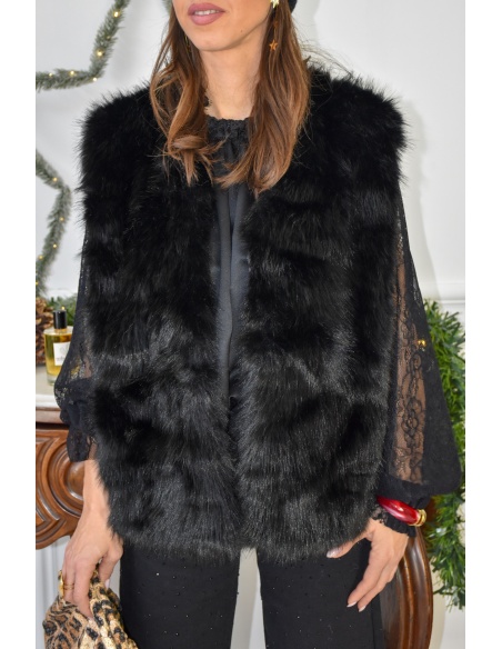 KESSLY FOURRU NOIR GILET FEMME