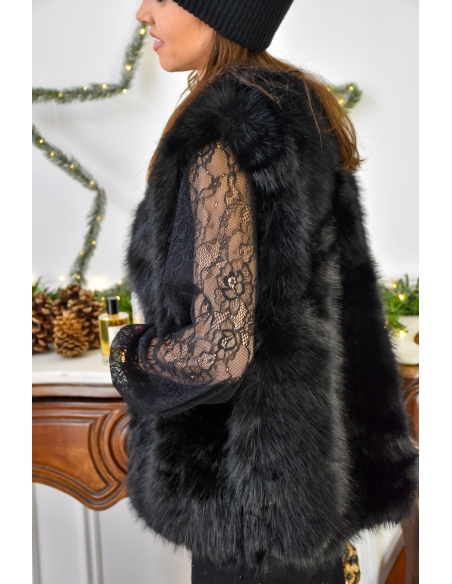 Veste Fourrure Noire CLEA