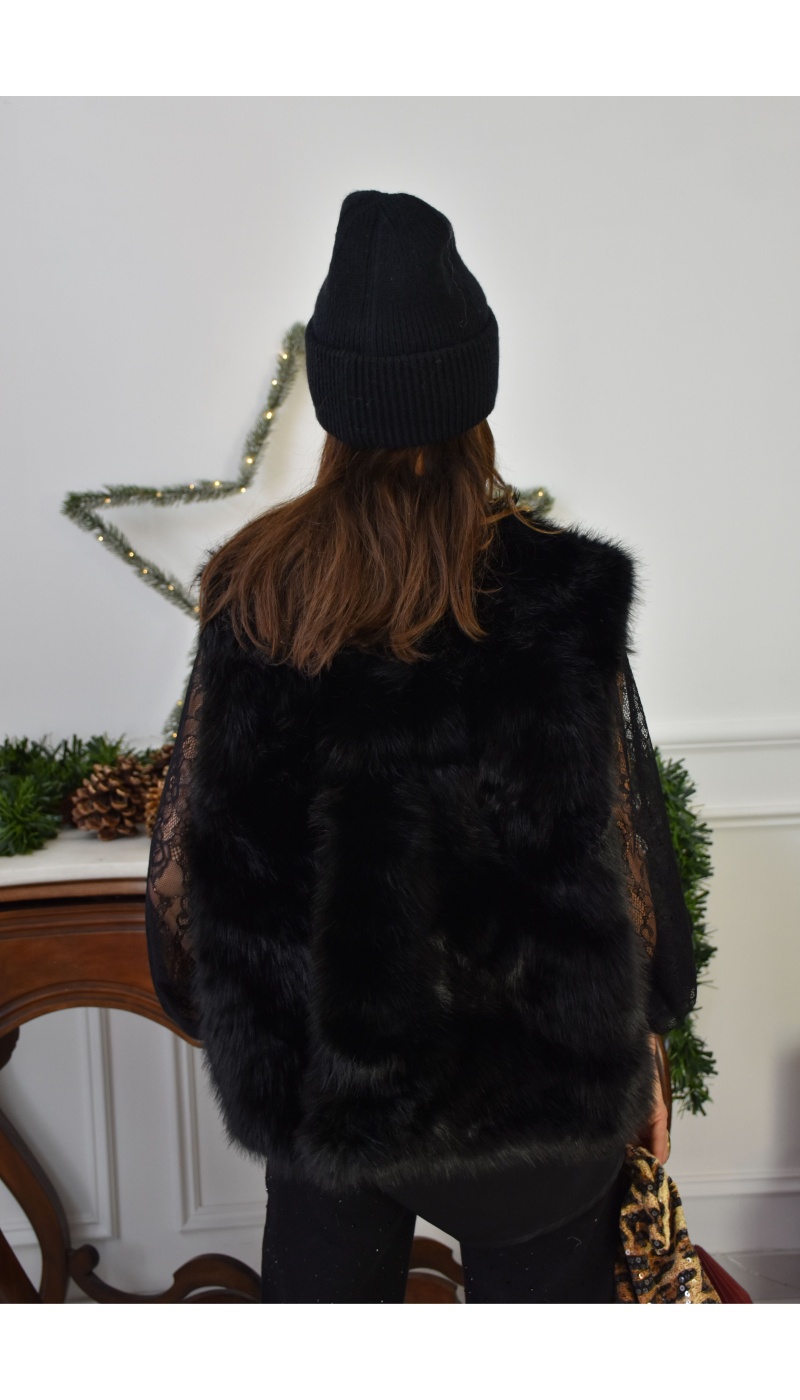 Veste Fourrure Noire CLEA