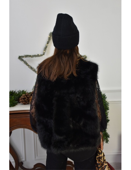 Veste Fourrure Noire CLEA
