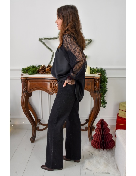 FARFALA MISSTA DENTEL NOIR BLOUSE