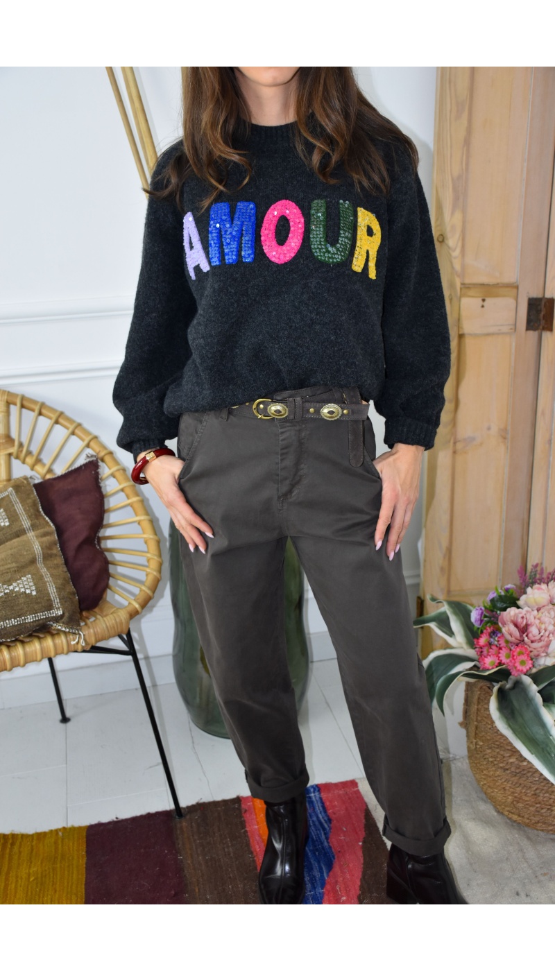 Pull Anthracite Amour GABI