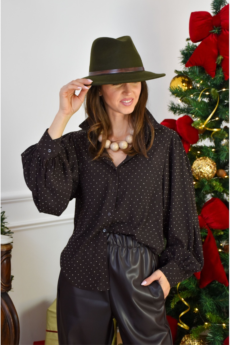 Chemisier Strass Chocolat LILOU