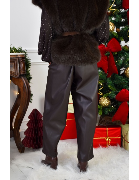 Pantalon Simili Chocolat INDIRA